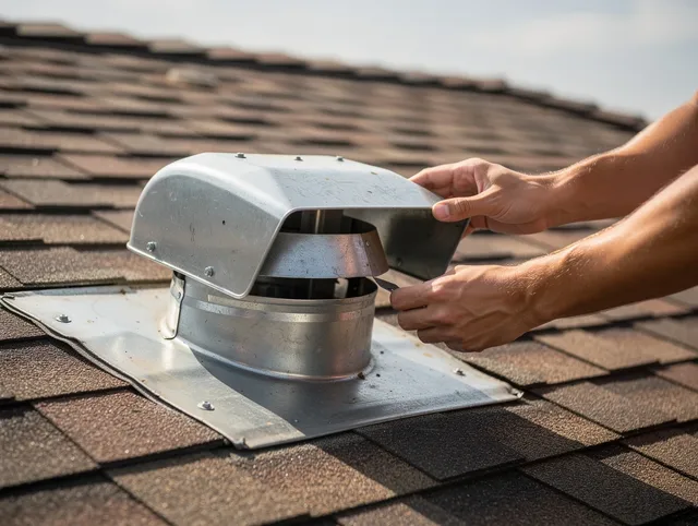 Daytona Beach Dryer Vent Cleaning certified technician safely cleaning a roof-mounted dryer vent in Daytona Beach