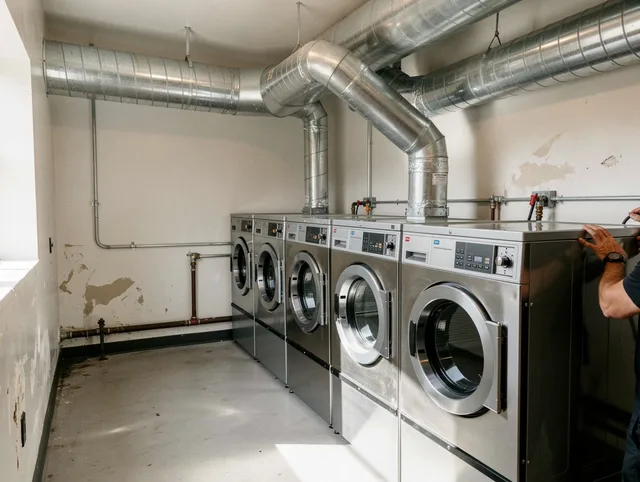 Daytona Beach Dryer Vent Cleaning team performing large-scale commercial dryer vent cleaning in Daytona Beach