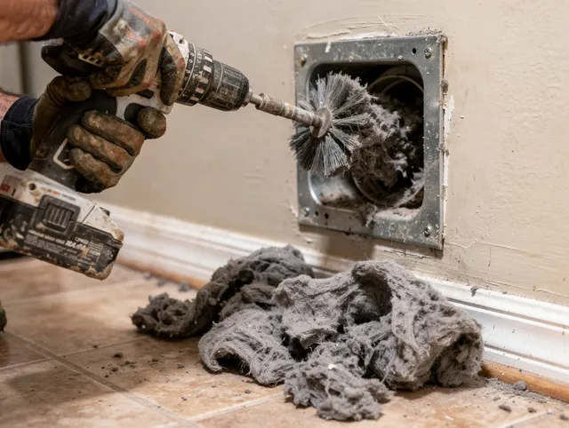 Certified Daytona Beach Dryer Vent Cleaning technician performing dryer vent cleaning in Daytona Beach